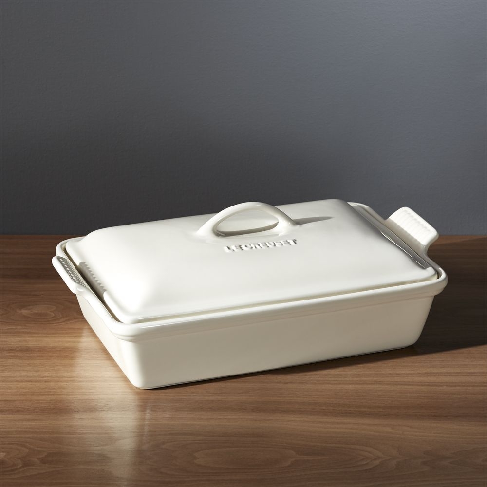 Le Creuset ® Heritage Rectangular Cream Ceramic Baking Dish with Lid - Image 0
