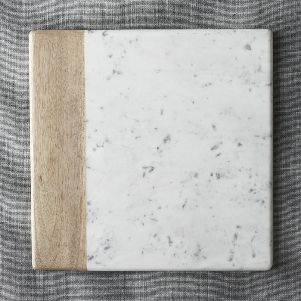 Wood Marble Square Platter - Image 1