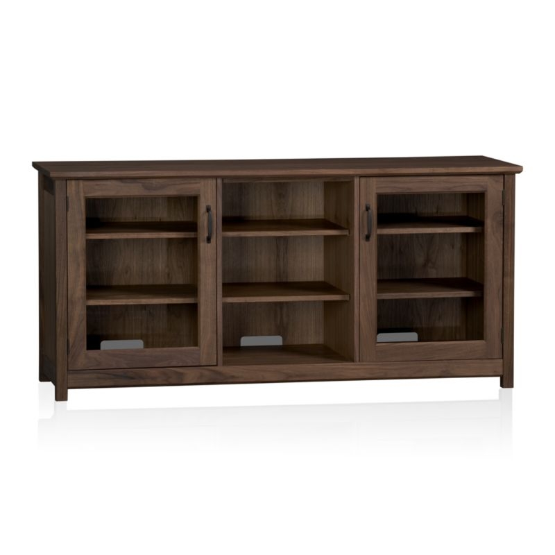 Ainsworth Walnut 64" Storage Media Console with Glass/Wood Doors - Image 2