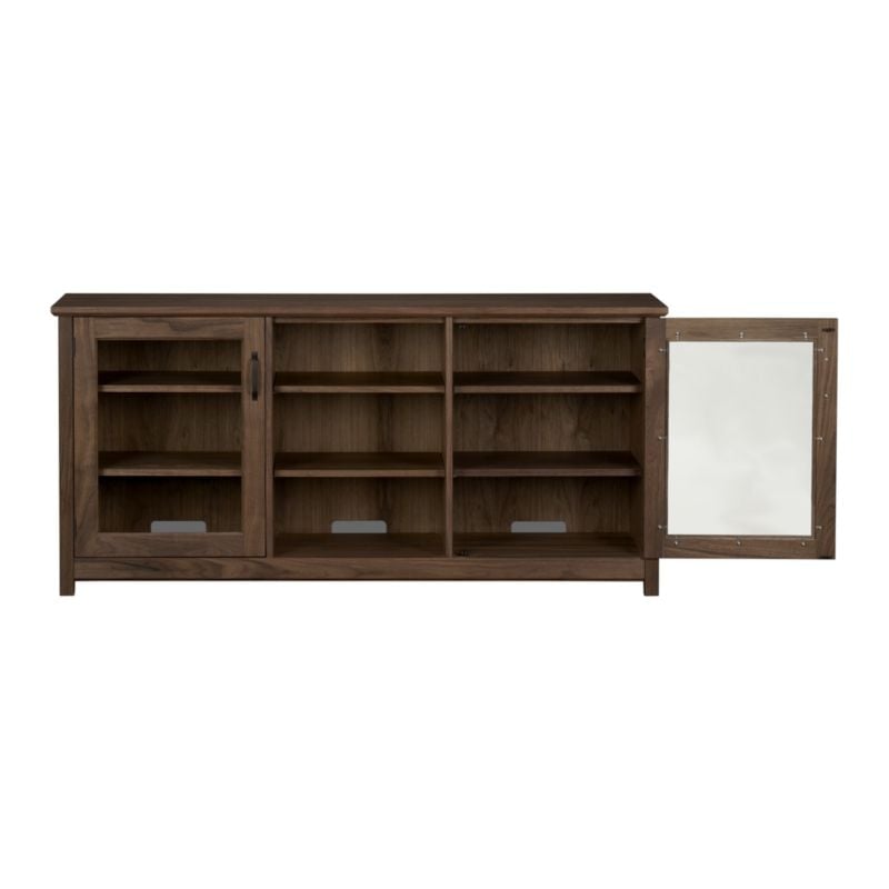 Ainsworth Walnut 64" Storage Media Console with Glass/Wood Doors - Image 3
