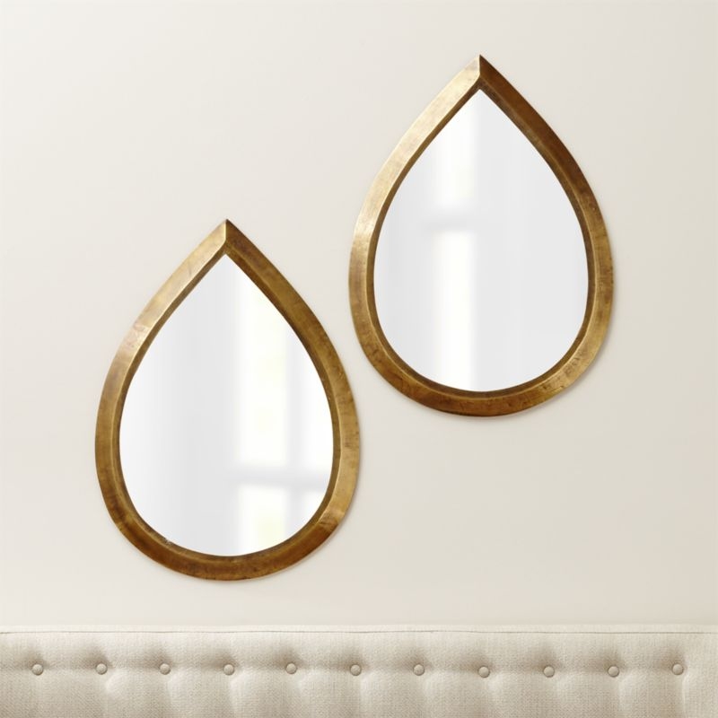 Kasbah Teardrop Brass Wall Mirrors, Set of 2 - Image 2
