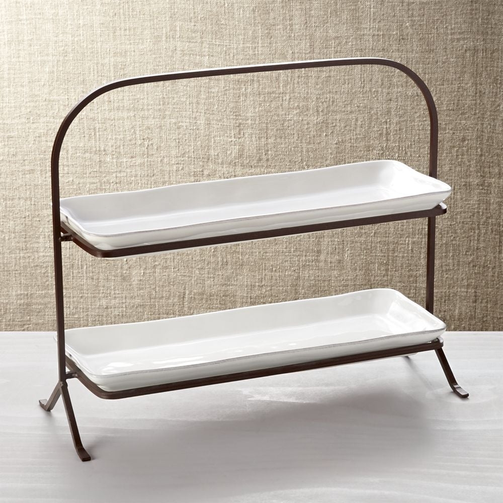 Marin White 2-Tier Server with Plates - Image 0