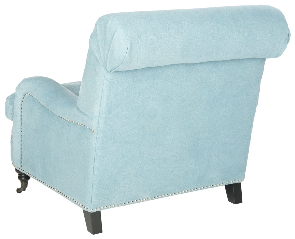 Silvia Linen Club Chair- Silver Nail Heads - Light Blue - Image 2