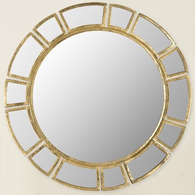 Birksgate Round Antique Gold Patina Sunburst Wall Mirror - Image 0