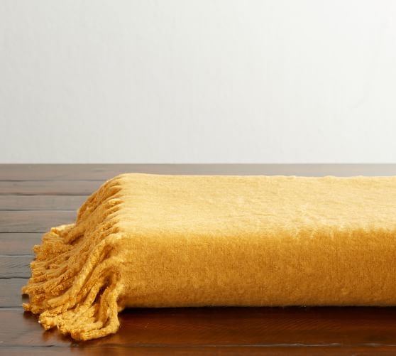 SOLID FAUX MOHAIR OVERSIZED THROW-monogram - Image 0