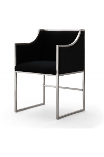 Atwell Black Velvet Silver Chair - Image 0