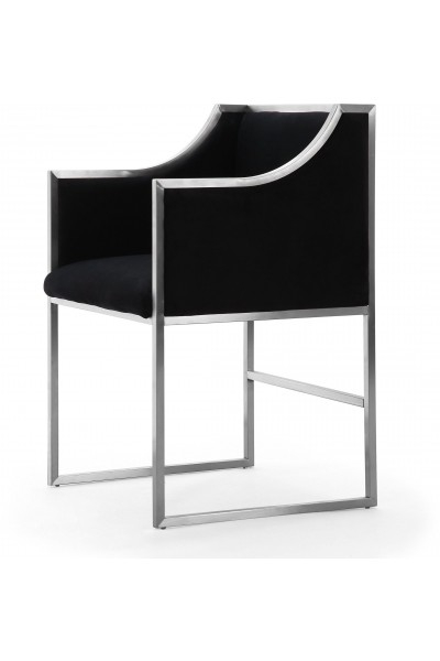 Atwell Black Velvet Silver Chair - Image 1