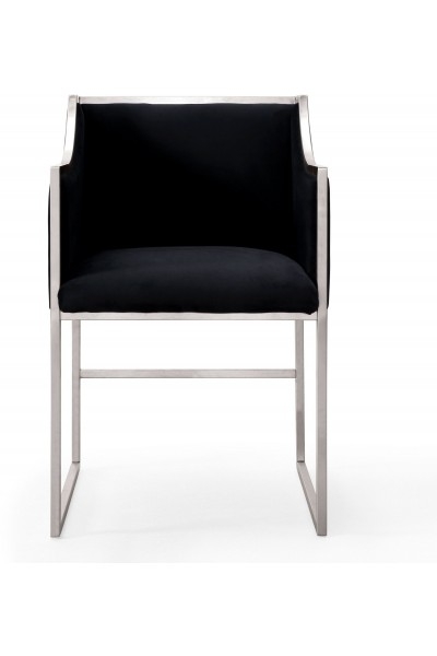 Atwell Black Velvet Silver Chair - Image 2