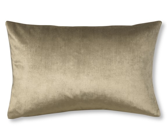 Velvet Lumbar Pillow Cover, Putty - Image 0