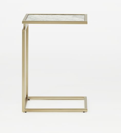 Myles C-Side Table with White Marble/Blackened Brass - Image 0