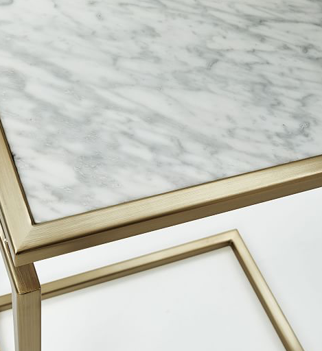 Myles C-Side Table with White Marble/Blackened Brass - Image 1