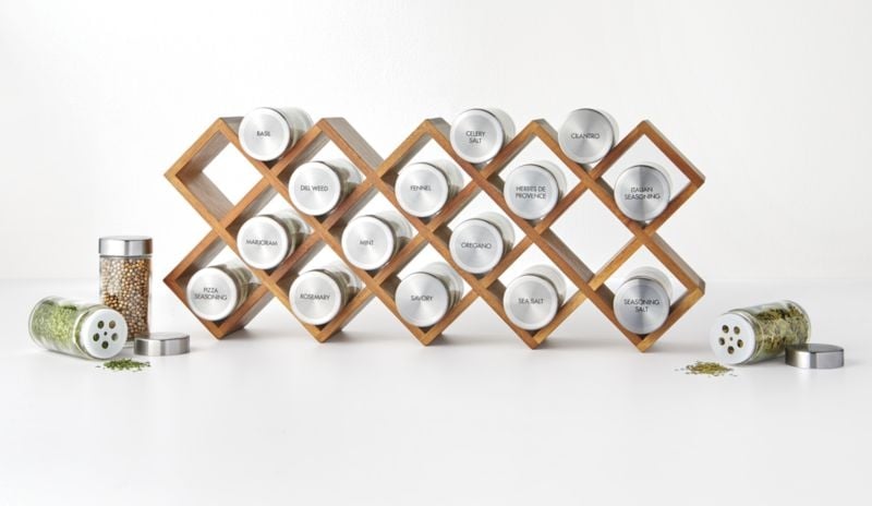 18-Jar Acacia Wood Spice Rack - Image 1