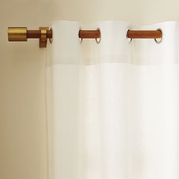 Opaque Linen Curtain With Grommets, 96", White - Image 1