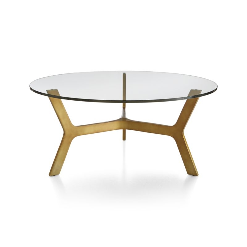 Elke Round Glass Coffee Table with Brass Base - Image 0