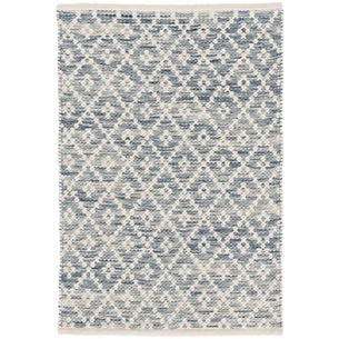 MELANGE DIAMOND BLUE WOVEN COTTON RUG - 9' x 12' - Image 0