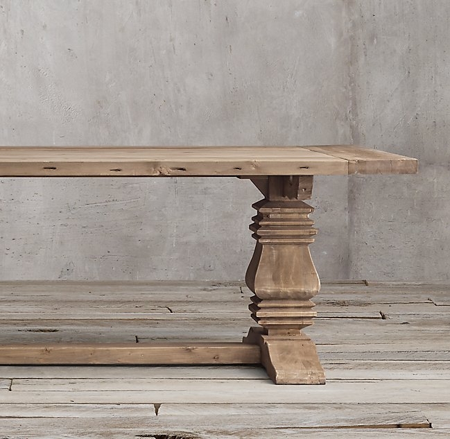 SALVAGED WOOD TRESTLE RECTANGULAR EXTENSION DINING TABLE 84'' - Image 0