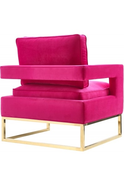 Avery Pink Velvet Chair With Polished Gold Base - Image 1