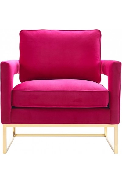 Avery Pink Velvet Chair With Polished Gold Base - Image 2