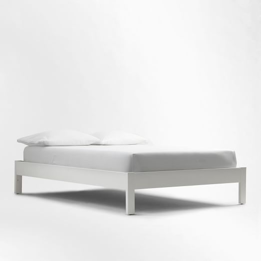 Simple Bed Frame, Twin, White-Stained Veneer - Image 0