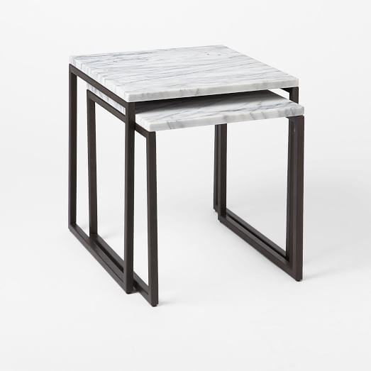 Box Frame Nesting Tables - Marble/Antique Bronze - Image 0