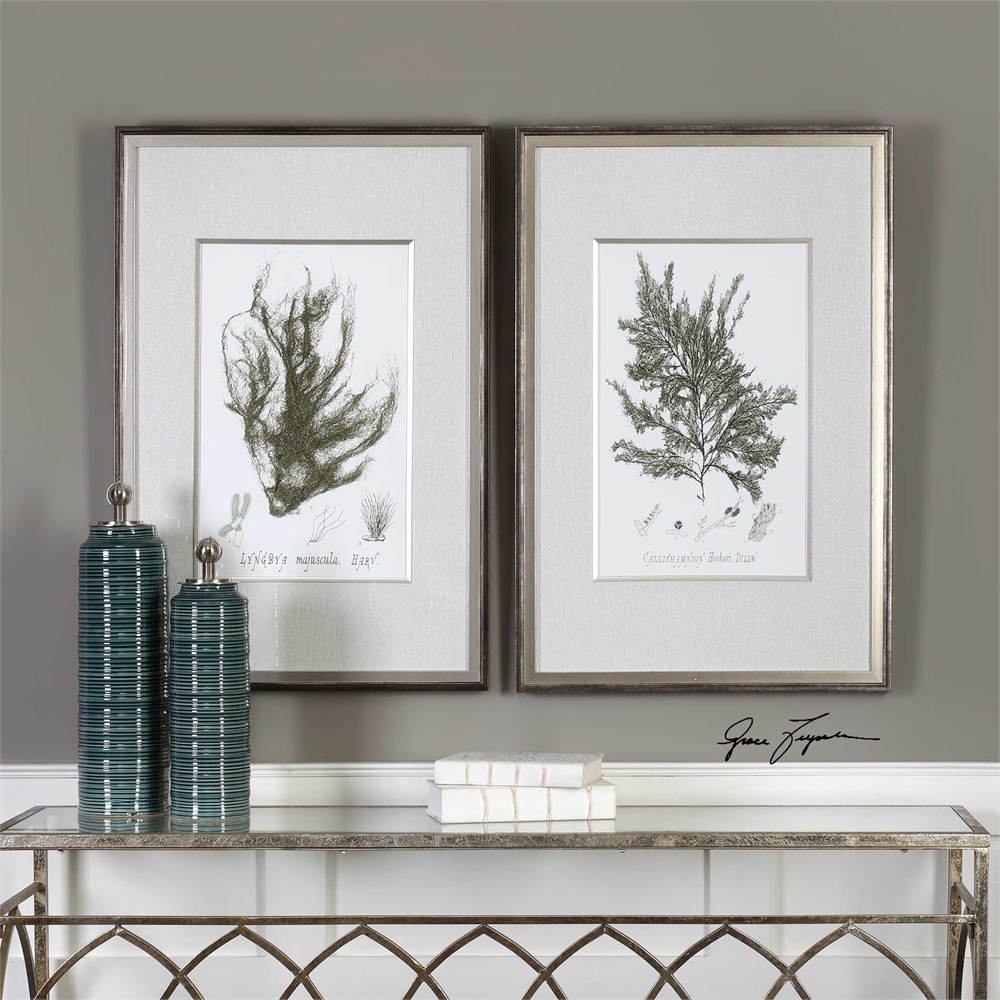 Sepia Seaweed, S/2 Framed Art - Image 1