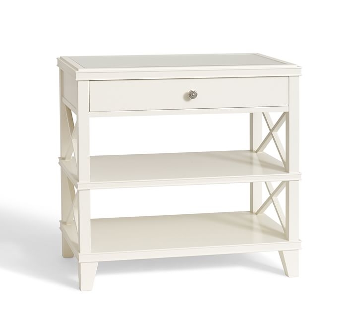 Clara Wide Bedside Table, Sky White - Image 0