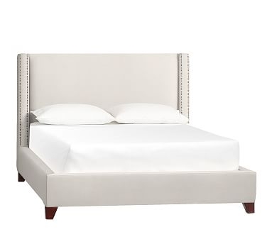 Harper Upholstered Low Bed, King, Basketweave Slub Ivory - Image 0