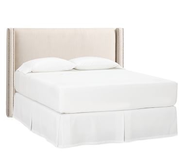 Harper Upholstered Low Bed, King, Basketweave Slub Ivory - Image 1