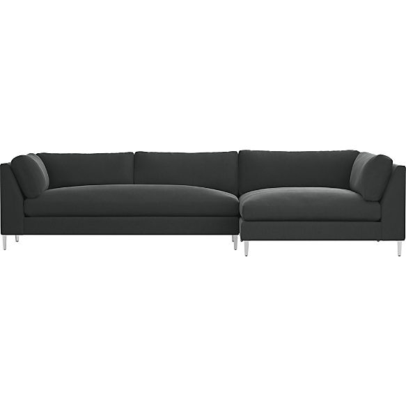 CUSTOM: decker 2-piece blue velvet sectional sofa, Fabric:como, dark grey - Image 0