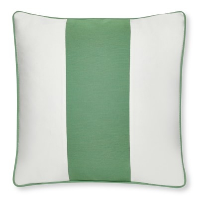 Outdoor Wide Stripe Pillow Cover, 20" X 20", Emerald - Image 0