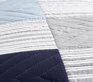 Patchwork Quilt, Twin, Navy Multi - Image 1