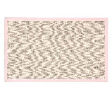 Chenille Jute Thick Solid Border Rug, 5x8 Feet, Light Pink - Image 0