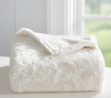 Faux Fur Throw, Ivory - Image 0