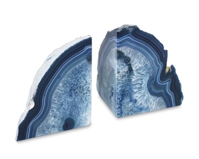 Agate Bookends, Set of 2, Blue - Image 0