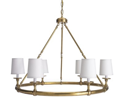 Devon 6-Light Chandelier with Shades, Antique Brass - Image 0