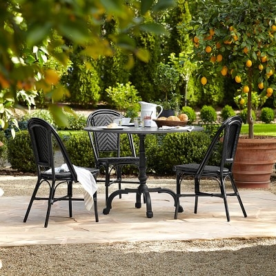 La Coupole Outdoor Dining Table, Round, Black Granite Top - Image 1