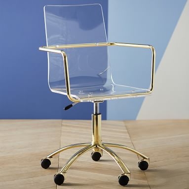 Paige Acrylic Swivel Desk Chair, Gold - Image 0