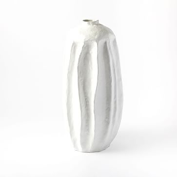 Papier-Mache Vase, White, Large - Image 1