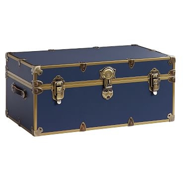 Vinyl Dorm Trunk, Navy with Rubbed Brass, Standard - Image 0