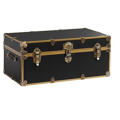Vinyl Dorm Trunk, Black with Rubbed Brass, Standard - Image 0