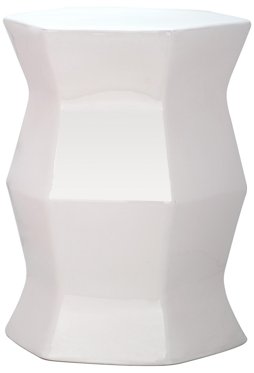 Modern Hexagon Garden Stool - Cream - Safavieh - Image 0