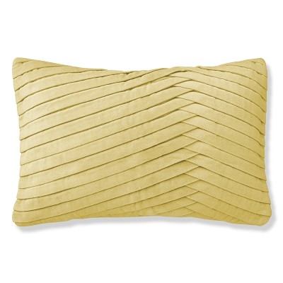 Pleated Velvet Pillow Cover, 14" X 22", Light Yellow - Image 0