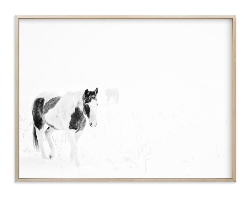 Horses In The Fog- 40" x 30" - Matte Brass Frame - Image 0