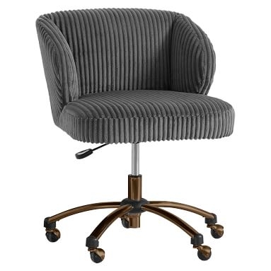 Charcoal Chamois Wingback Desk Chair - Image 0