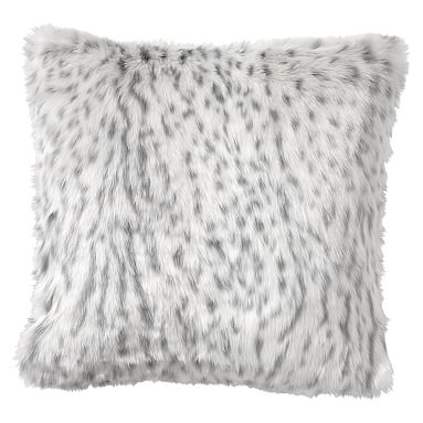 Faux-Fur Pillow Cover, 18 x 18", Gray Leopard - Image 0