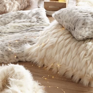 Faux-Fur Pillow Cover, 18 x 18", Winter Fox - Image 1