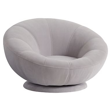 Velvet Groovy Swivel Chair, Gray - Image 0