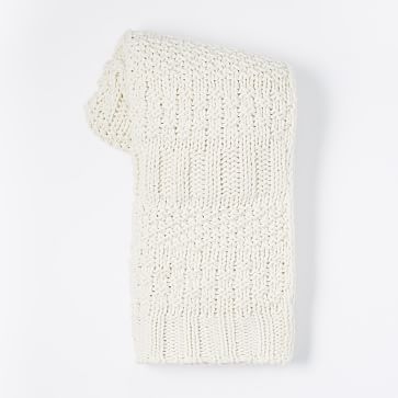 Solid Mixed Knit Throw ,50"x60", Natural - Image 0