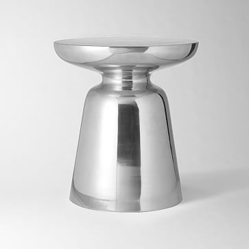 Martini Side Table, Metal, Silver - Image 1