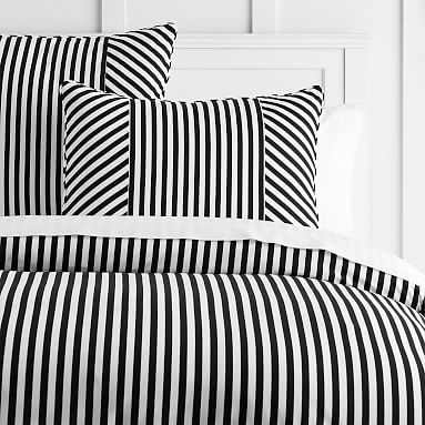 The Emily & Meritt Reversible Cabana Stripe Duvet Cover, Full/Queen, Black/White - Image 0